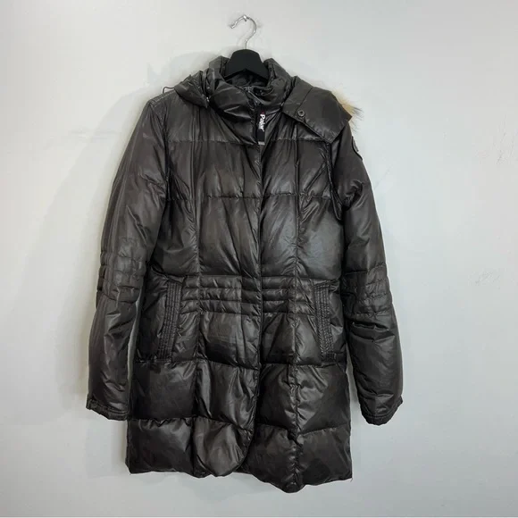 PAJAR Montreal grey green fur trim down parka winter coat M - Picture 3 of 15